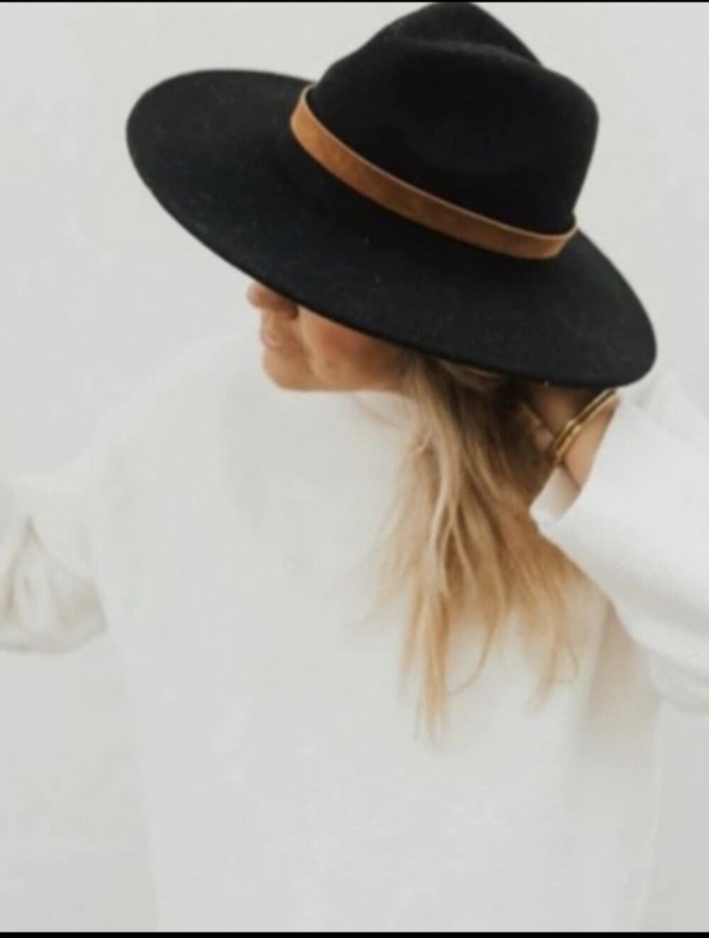 Black Carly Jean Los Angeles Benton Wool hat Size Medium Leather New With Tags
